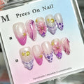 Press-On Nail Set Floral Embellished Reusable Set of 10