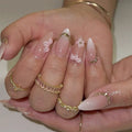 Press-On Nail Set Floral Embellished Self Adhesive Durable Finish