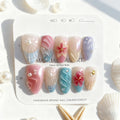 Press-On Nail Set Floral Embellished Variety Of Sizes