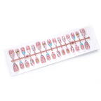 Press-On Nail Set Floral Embellished Water-Resistant Pearl Accents