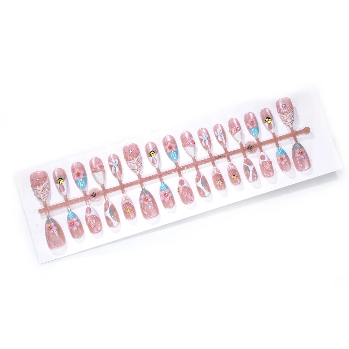 Press-On Nail Set Floral Embellished Water-Resistant Pearl Accents