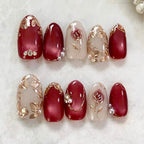 Press-On Nail Set Floral Embellishments Comfort Fit
