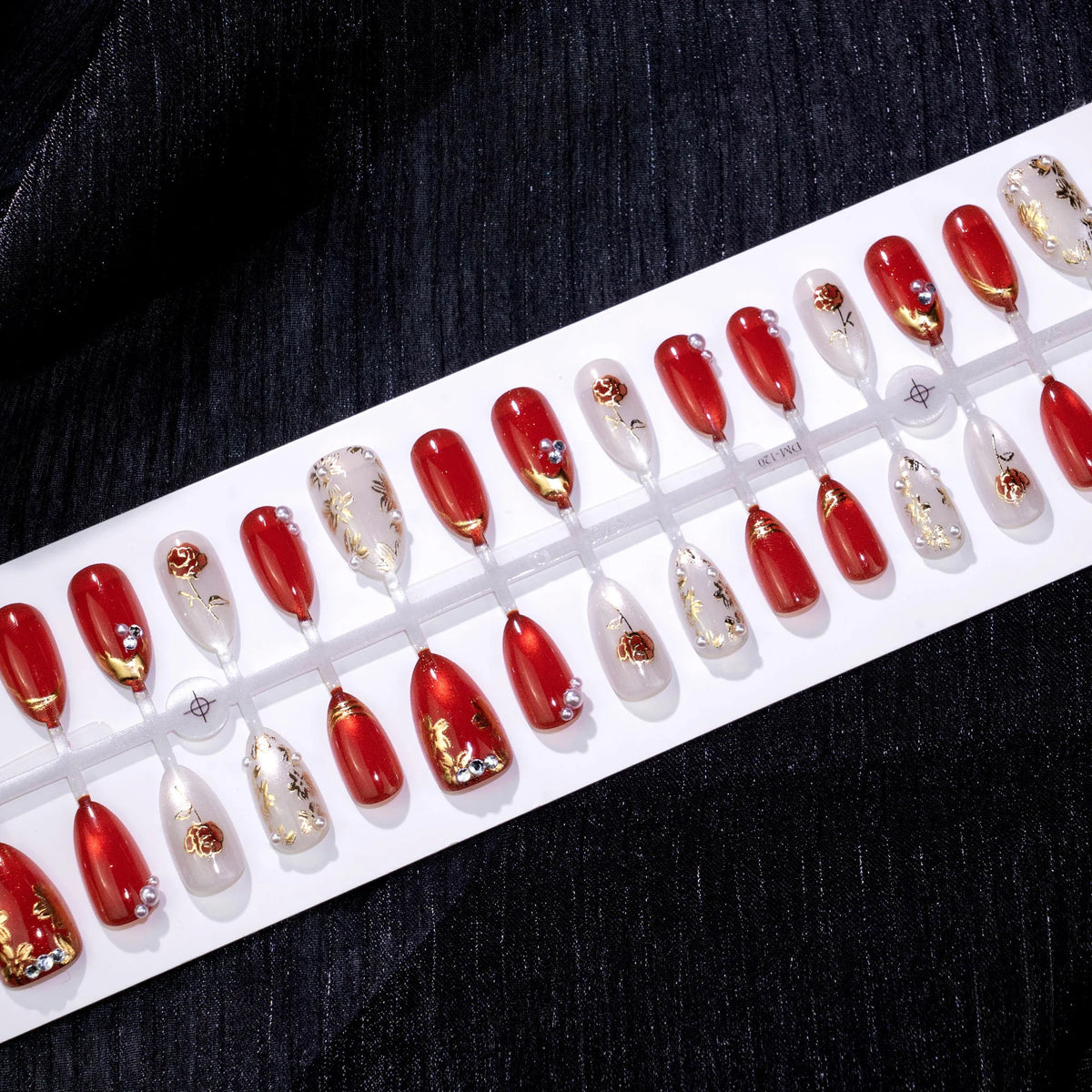 Press-On Nail Set Floral Embellishments Comfort Fit