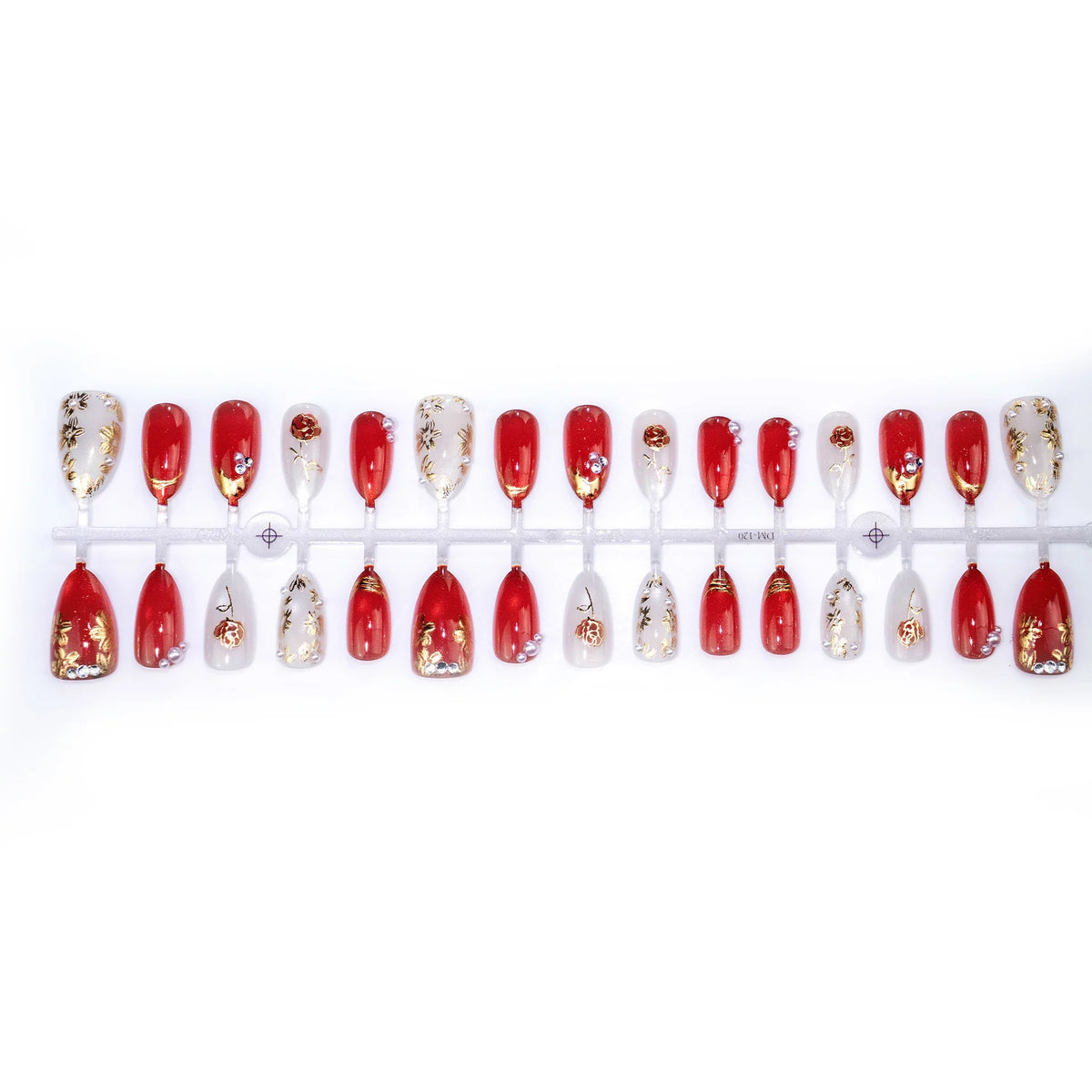 Press-On Nail Set Floral Embellishments Comfort Fit
