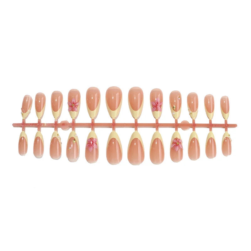 Press-On Nail Set Floral Embellishments & Easy Application