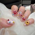 Press-On Nail Set Floral Embellishments Easy Application Comfortable Fit