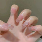Press-On Nail Set Floral Embellishments Glue-On & Long-Lasting Wear