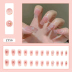 Press-On Nail Set Floral Embellishments Glue-On & Long-Lasting Wear