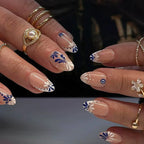 Press-On Nail Set Floral Embellishments Jelly Finish Chip-Resistant