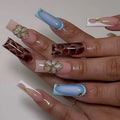 Press-On Nail Set Floral Embellishments & Long-Lasting Wear