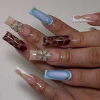 Press-On Nail Set Floral Embellishments & Long-Lasting Wear