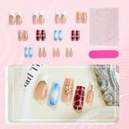Press-On Nail Set Floral Embellishments & Long-Lasting Wear
