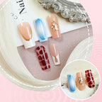 Press-On Nail Set Floral Embellishments & Long-Lasting Wear