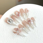 Press-On Nail Set Floral Embellishments & Pearls Comfort Fit