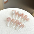 Press-On Nail Set Floral Embellishments & Pearls Comfort Fit