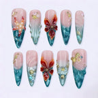 Press-On Nail Set Floral Embellishments & Peel-And-Stick