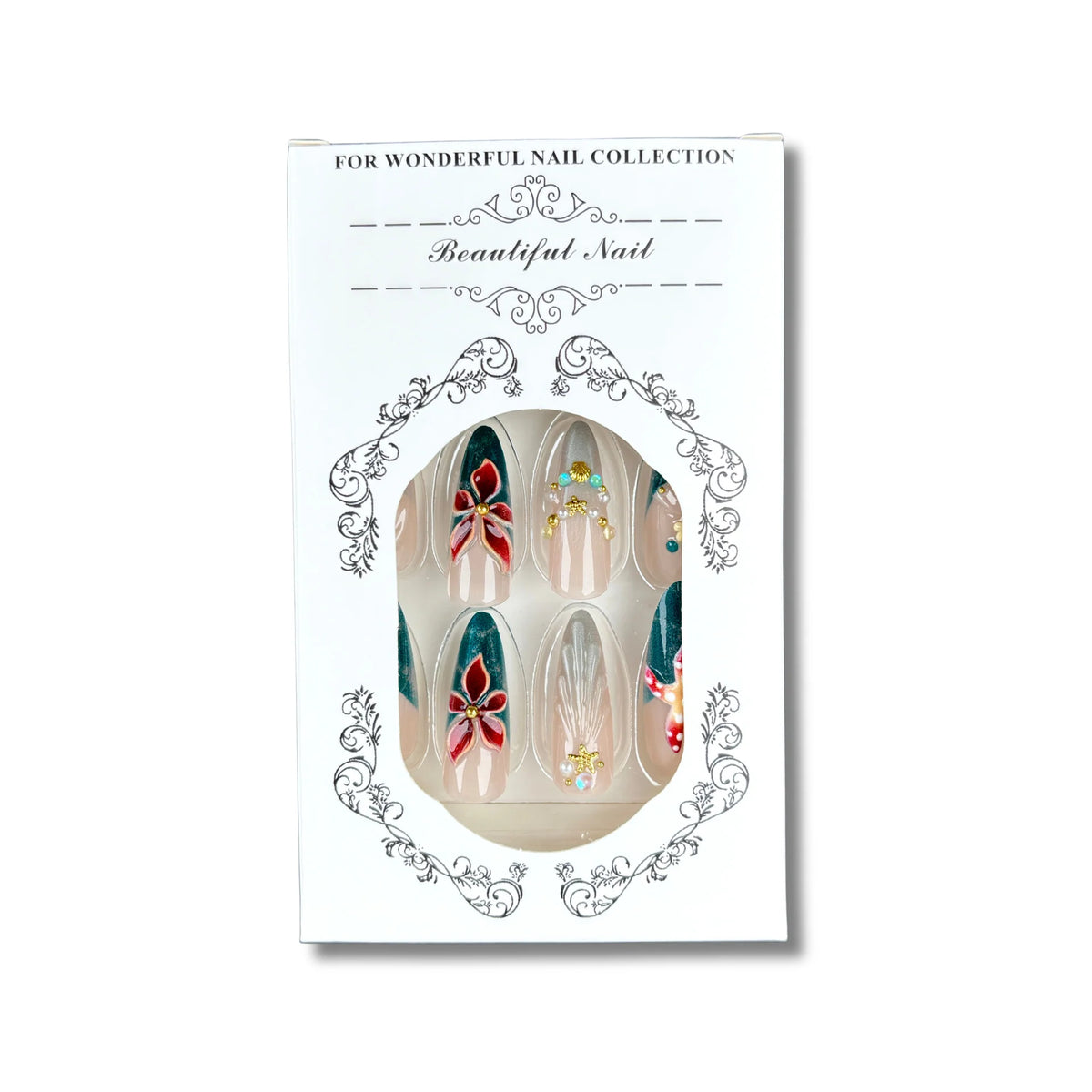 Press-On Nail Set Floral Embellishments & Peel-And-Stick