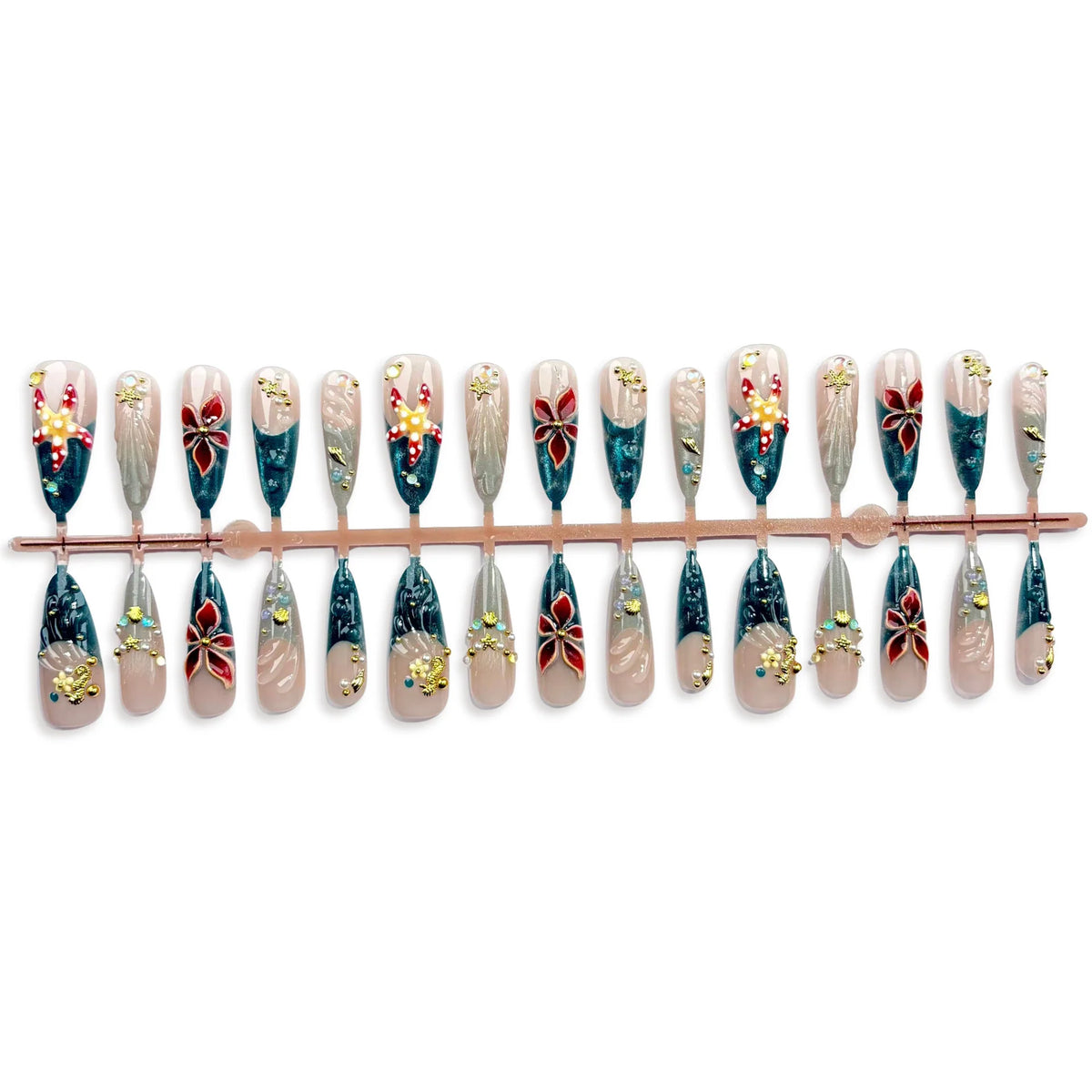 Press-On Nail Set Floral Embellishments & Peel-And-Stick