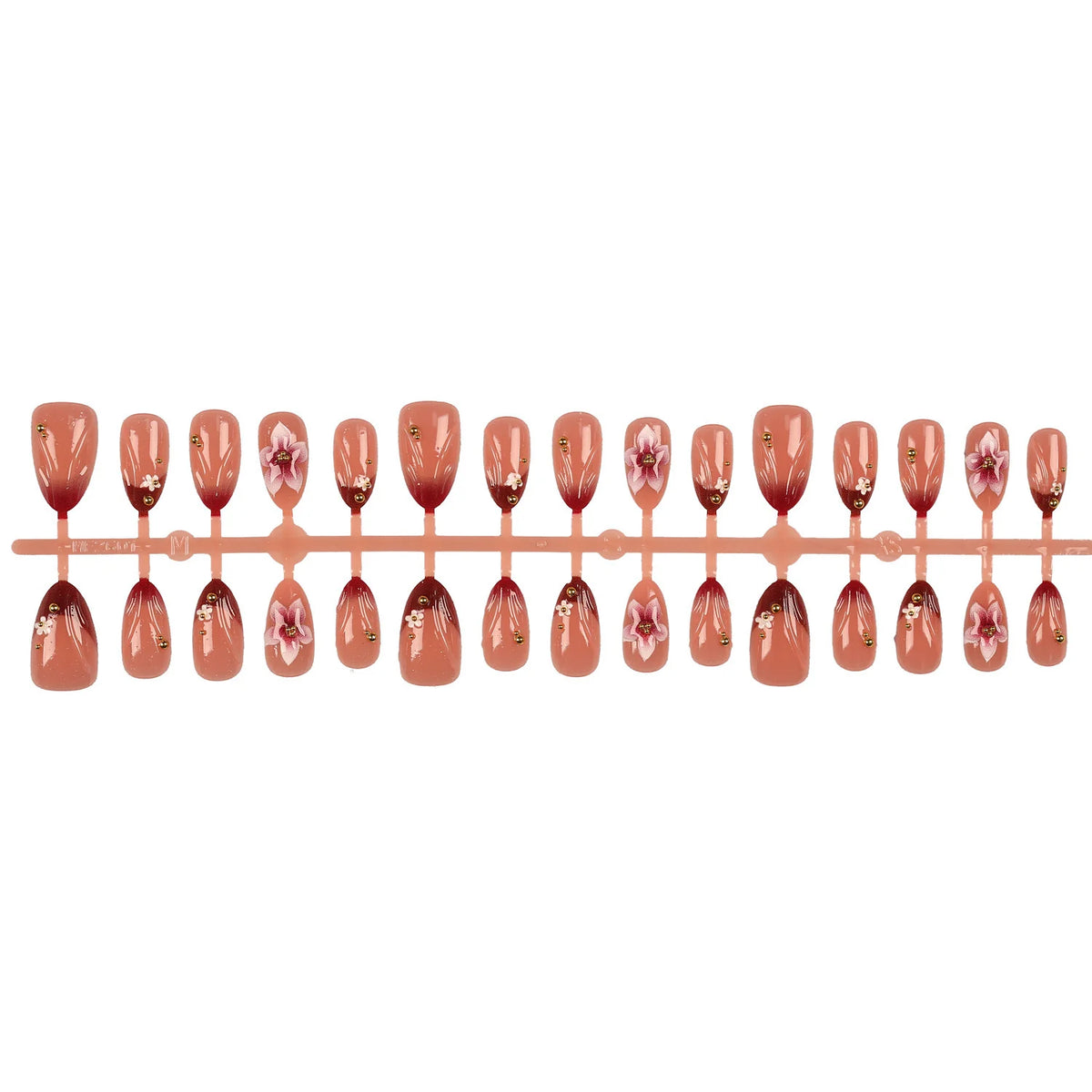 Press-On Nail Set Floral Embellishments Peel & Stick