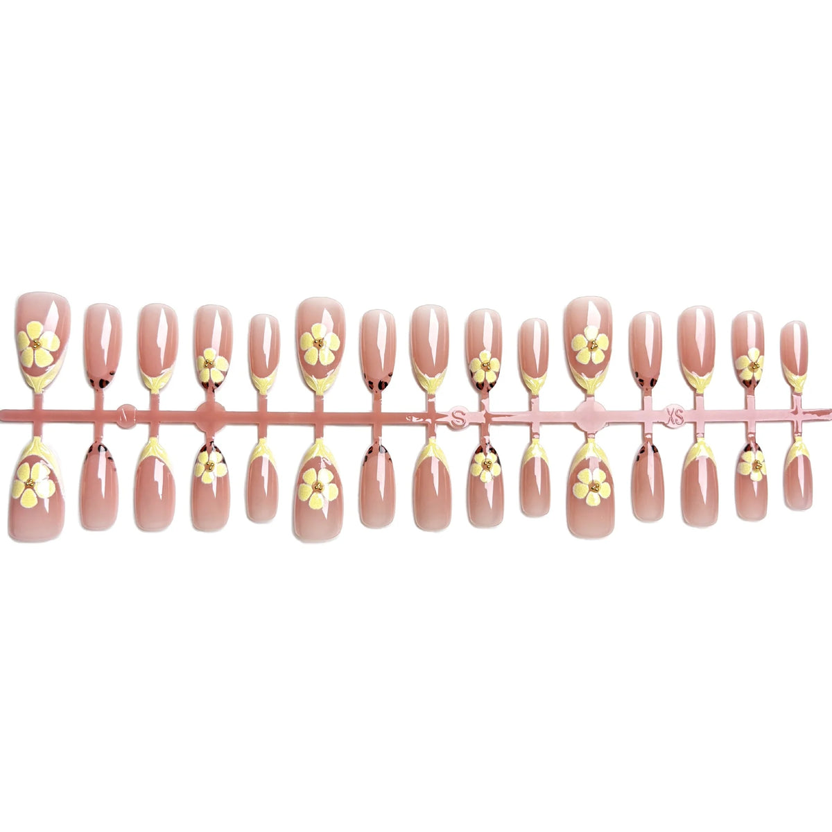 Press-On Nail Set Floral Embellishments Reusable Comfortable Fit