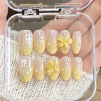 Press-On Nail Set Floral Embossed Durable Multiple Sizes