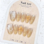 Press-On Nail Set Floral Embossed Durable Multiple Sizes