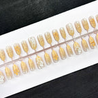 Press-On Nail Set Floral Embossed Durable Multiple Sizes
