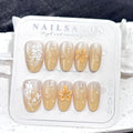 Press-On Nail Set Floral Embossed Durable Multiple Sizes