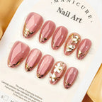 Press-On Nail Set Floral-Embossed Peel & Stick Long-Lasting Wear