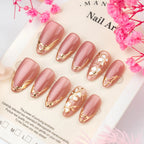 Press-On Nail Set Floral-Embossed Peel & Stick Long-Lasting Wear