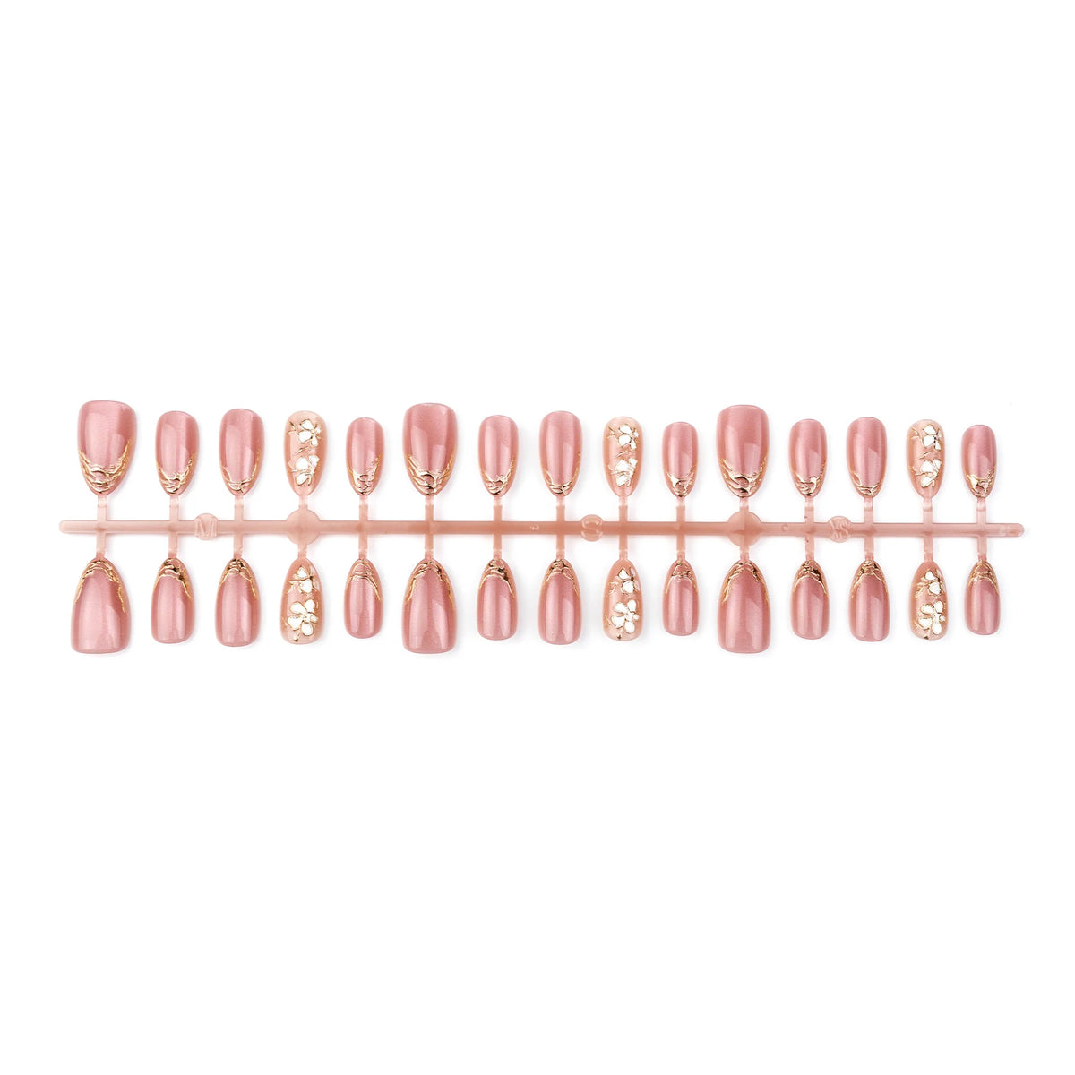 Press-On Nail Set Floral-Embossed Peel & Stick Long-Lasting Wear