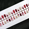 Press-On Nail Set Floral-Embossed Reusable With Applicator Kit