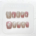 Press-On Nail Set Floral Engraved Easy Application