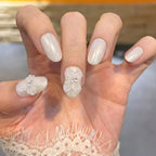 Press-On Nail Set Floral French Easy Application & Long-Lasting
