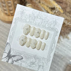 Press-On Nail Set Floral French Easy Application & Long-Lasting