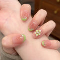 Press-On Nail Set Floral French Tip Adhesive Tabs