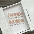 Press-On Nail Set Floral French Tip Long-Lasting Hold