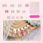 Press-On Nail Set Floral French Tip Reusable