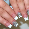 Press-On Nail Set Floral French Tip Reusable