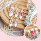 Press-On Nail Set Floral French Tip Reusable