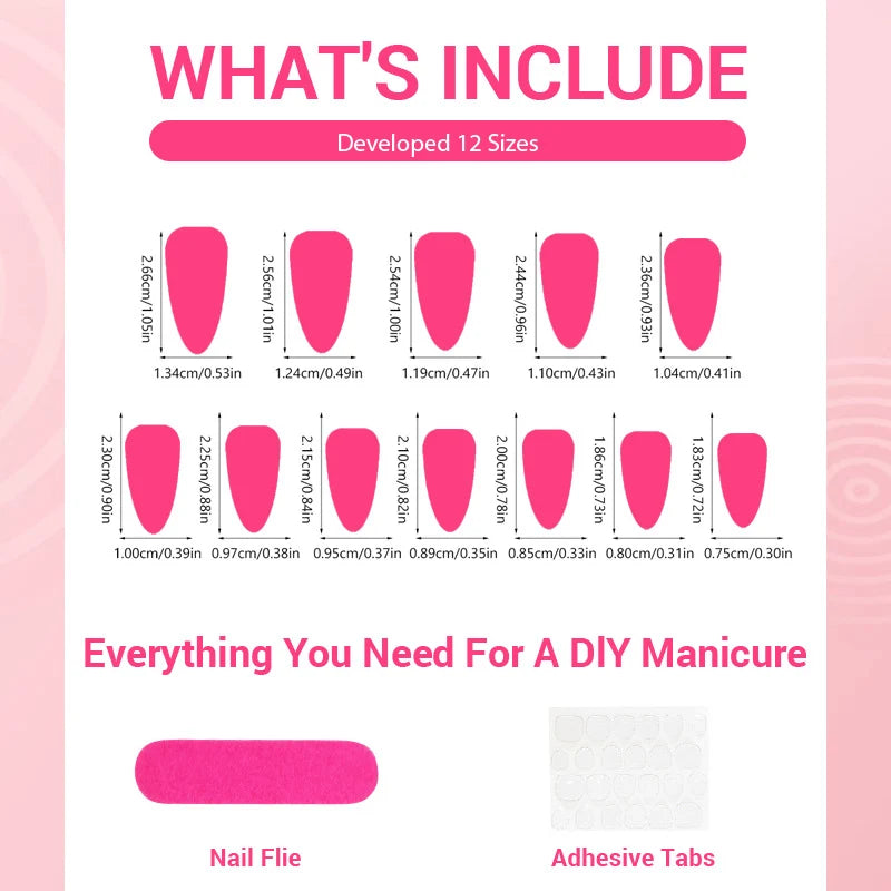 Press-On Nail Set Floral French Tip Reusable