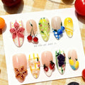 Press-On Nail Set Floral & Fruit Designs Easy Application