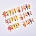 Press-On Nail Set Floral & Fruit Designs Easy Application