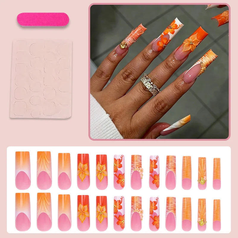 Press-On Nail Set Floral & Fruity Easy Apply