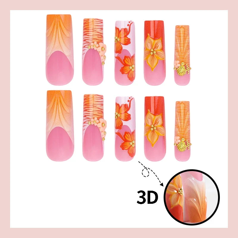 Press-On Nail Set Floral & Fruity Easy Apply