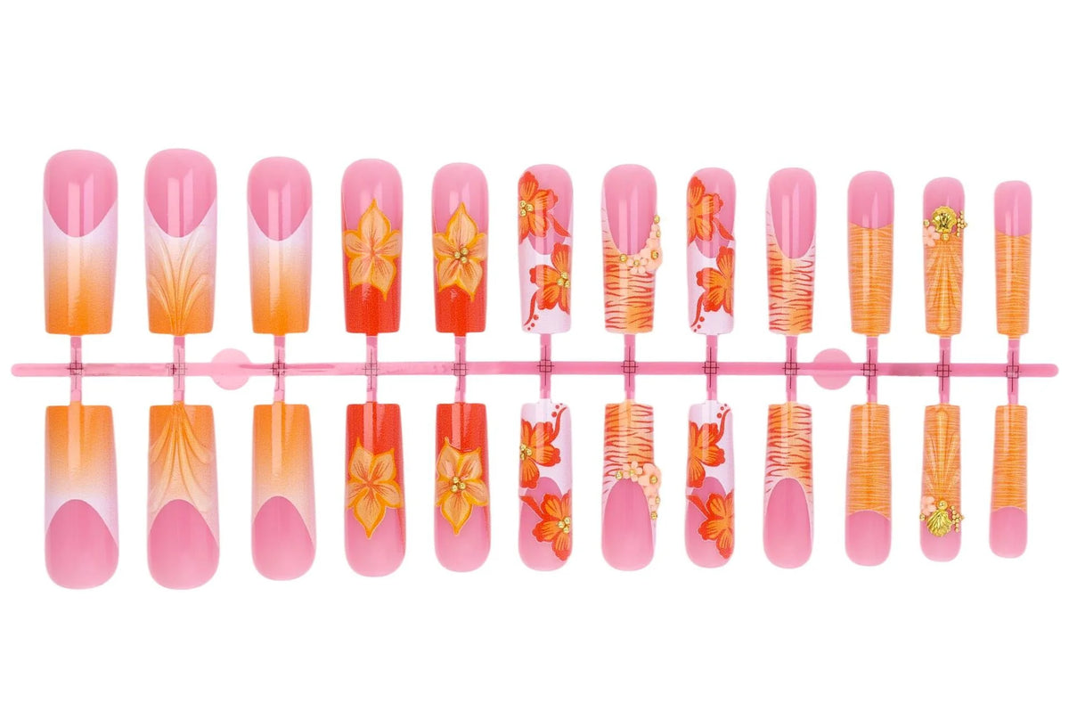 Press-On Nail Set Floral & Fruity Easy Apply