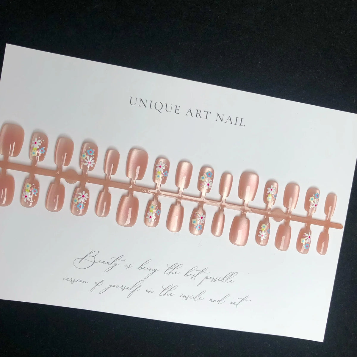 Press-On Nail Set Floral Gel Long Lasting Gloss