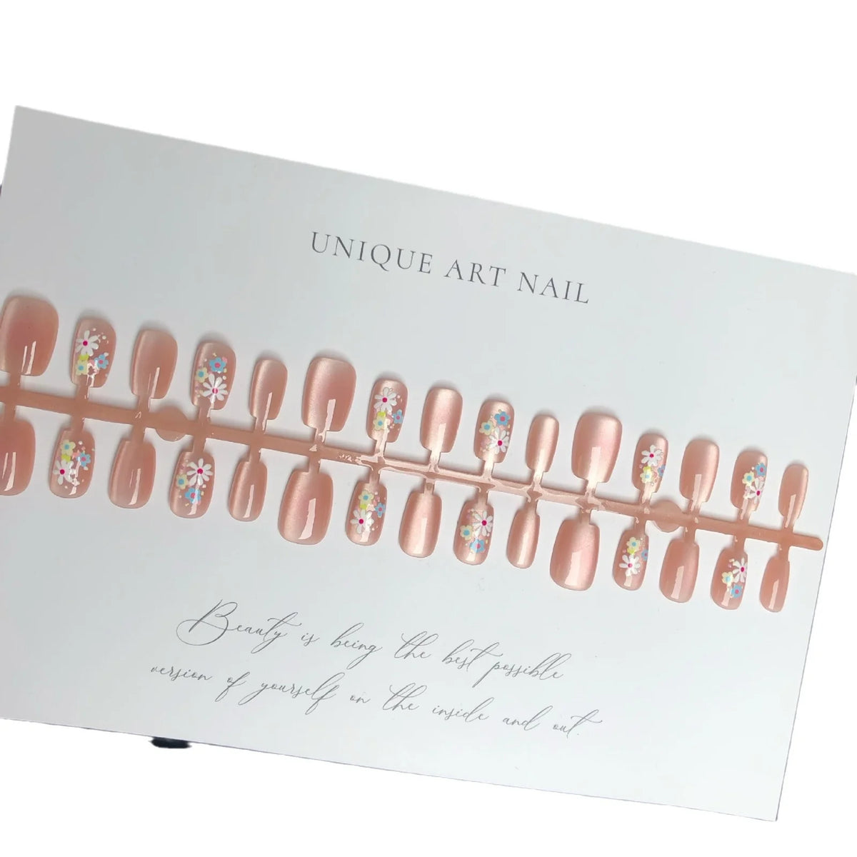 Press-On Nail Set Floral Gel Long Lasting Gloss