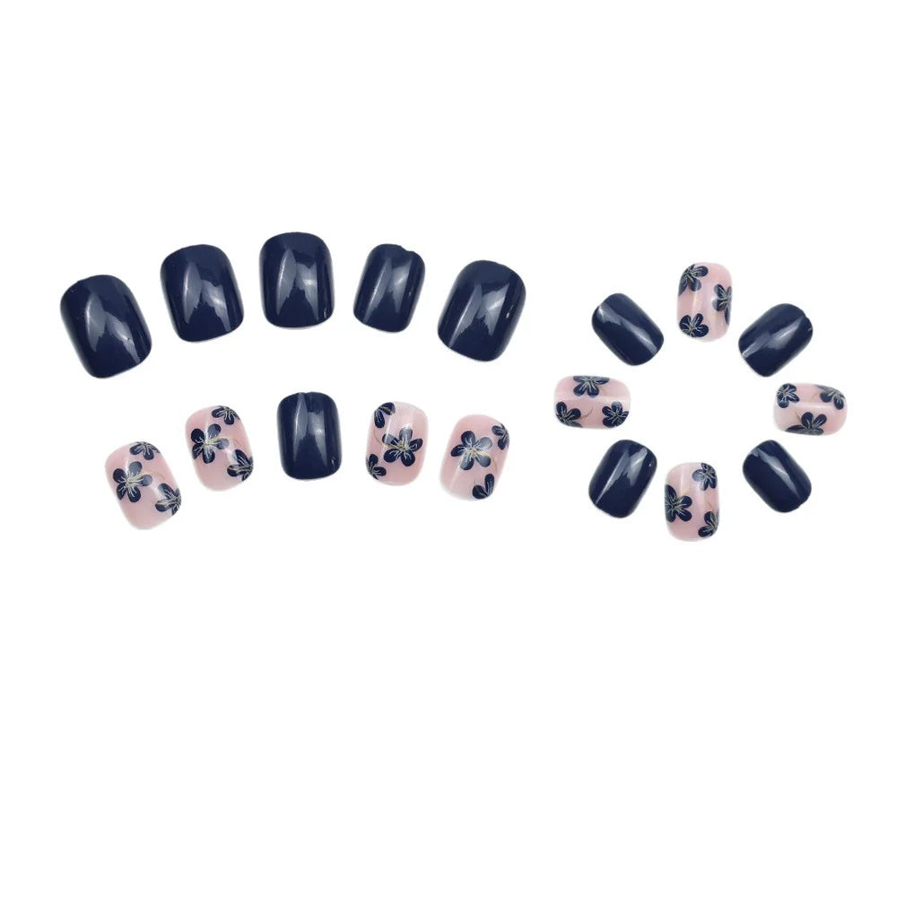 Press-On Nail Set Floral Gel Strips & Scraper