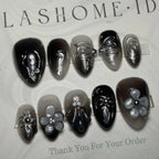 Press-On Nail Set Floral & Gem Accents